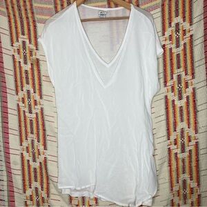 XCVI White V-Neck Short Sleeve Blouse